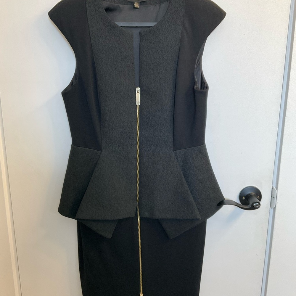 Ted Baker Textured Peplum Jumana 2 Way-Zip Front Sheath Dress, size 3 / US 8